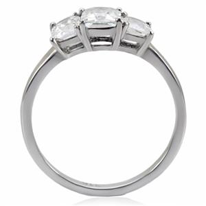 CJ7748OS Wholesale Stainless Steel Square Princess Cubic Zirconia Past, Present & Future Ring