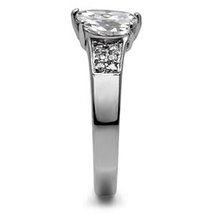 CJ7751OS Wholesale Stainless Steel Marquise Cubic Zirconia Past, Present & Future Engagement Ring