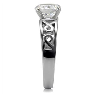 CJ7759OS Wholesale Stainless Steel Round Cubic Zirconia Intricately Designed Setting Engagement Ring