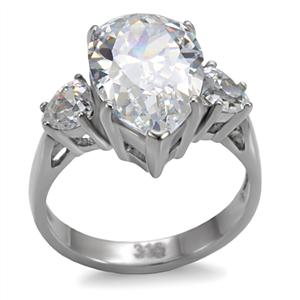 CJ7766OS Wholesale Stainless Steel Pear 9ct. Cubic Zirconia Ring
