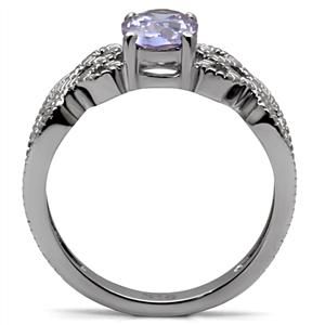 CJ7769OS Wholesale Stainless Steel Light Amethyst Cubic Zirconia Intertwined Band Ring