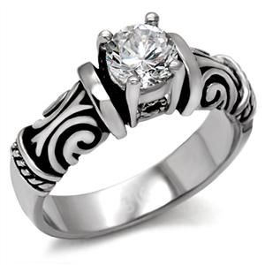 CJ7772OS Wholesale Stainless Steel Two Tone Ornate Band Cocktail Ring