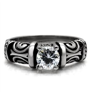 CJ7772OS Wholesale Stainless Steel Two Tone Ornate Band Cocktail Ring