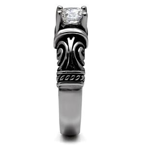 CJ7772OS Wholesale Stainless Steel Two Tone Ornate Band Cocktail Ring