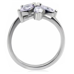 CJ7774OS Wholesale Stainless Steel Light Amethyst Cubic Zirconia Flower Ring