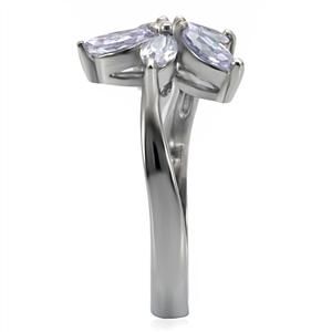 CJ7774OS Wholesale Stainless Steel Light Amethyst Cubic Zirconia Flower Ring