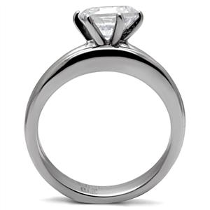 CJ7787OS Wholesale Stainless Steel Solitaire Round Cubic Zirconia Wedding Set