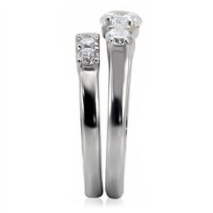 CJ7788OS Wholesale Stainless Steel Round Cubic Zirconia Past, Present & Future Wedding Set