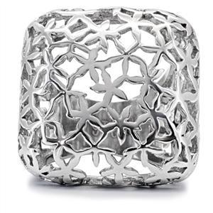 CJ7826OS Wholesale Square Stainless Steel Floral Cutout Cocktail Ring