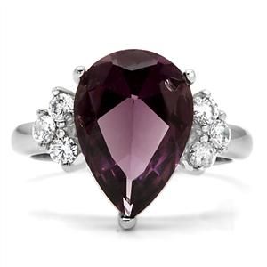 CJ7860OS Wholesale Stainless Steel Amethyst CZ Ring