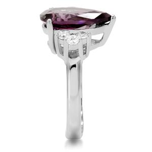 CJ7860OS Wholesale Stainless Steel Amethyst CZ Ring
