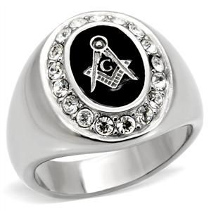 CJ7875OS Wholesale Stainless Steel Oval Masonic Men's Ring