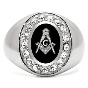 CJ7875OS Wholesale Stainless Steel Oval Masonic Men's Ring