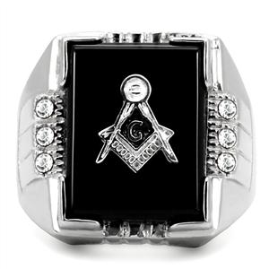 CJ7877OS Wholesale Stainless Steel Rectangular Masonic Men&#39;s Ring