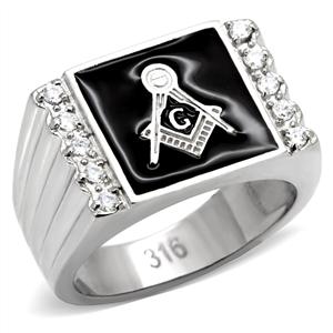 CJ7878OS Wholesale - Stainless Steel Men's Masonic Grooved Edge Ring