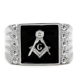 CJ7878OS Wholesale - Stainless Steel Men's Masonic Grooved Edge Ring