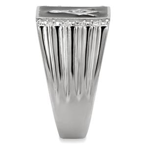 CJ7878OS Wholesale - Stainless Steel Men's Masonic Grooved Edge Ring