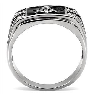CJ7879OS Wholesale Stainless Steel 4-Stone Masonic Men's Ring