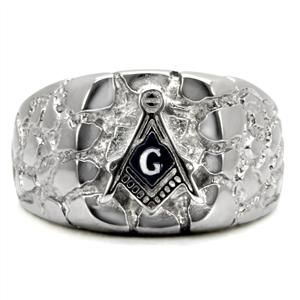 CJ7881OS Wholesale Stainless Steel Nugget Masonic Men&#39;s Ring