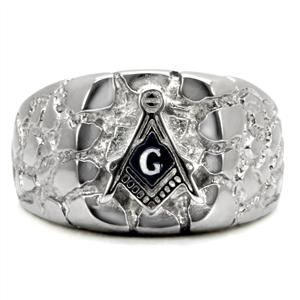 CJ7881OS Wholesale Stainless Steel Nugget Masonic Men's Ring