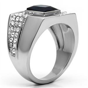 CJG1001 Wholesale High Polished Stainless Steel Asscher Cut Synthetic Men's Fashion Ring