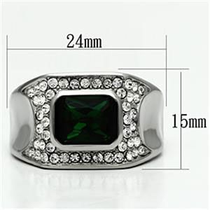 CJG1004 Wholesale High Polished Stainless Steel Synthetic Emerald Men's Fashion Ring