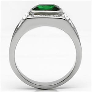 CJG1004 Wholesale High Polished Stainless Steel Synthetic Emerald Men's Fashion Ring