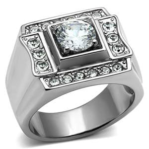 CJG1006 Wholesale High Polished Stainless Steel AAA Grade Cubic Zirconia Men's Fashion Ring