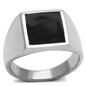 CJG1007 Wholesale Square Black Epoxy High Polished Stainless Steel Men's Fashion Ring