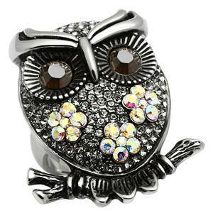 CJG1016 Wholesale Floral Owl Top Grade Crystal Stainless Steel Women's Fashion Ring