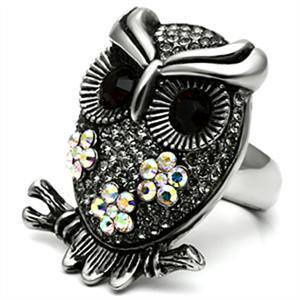 CJG1016 Wholesale Floral Owl Top Grade Crystal Stainless Steel Women's Fashion Ring