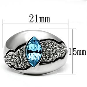 CJG1060 Wholesale Aquamarine Marquise Cut Top Grade Crystal High Polished Stainless Steel Ring