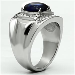 CJG1094 Wholesale Synthetic Montana Clear Top Grade Crystal High Polished Stainless Steel Men's Fashion Ring