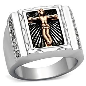 CJG1215 Wholesale CZ High Polished Stainless Steel Crucifix Ring
