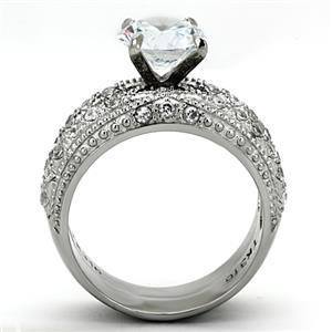 CJG1244 Wholesale Brilliant Round CZ Stainless Steel Stacked Engagement Ring
