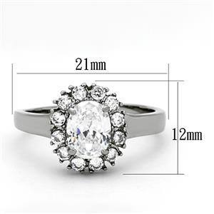 CJG1274 Wholesale Oval CZ Stainless Steel Halo Ring