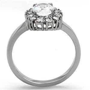 CJG1274 Wholesale Oval CZ Stainless Steel Halo Ring