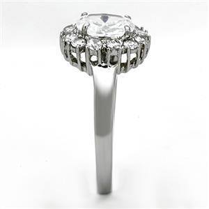 CJG1274 Wholesale Oval CZ Stainless Steel Halo Ring
