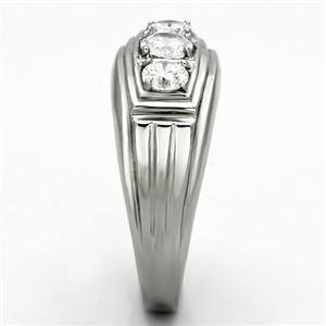 CJG1306 Wholesale Three Stone CZ Stainless Steel Men's Ring