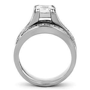 CJG1383 Wholesale Stacked Princess Cut CZ Stainless Steel Ring