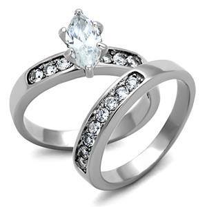 CJG1386 Wholesale Marquise Cut Stacked Stainless Steel CZ Ring