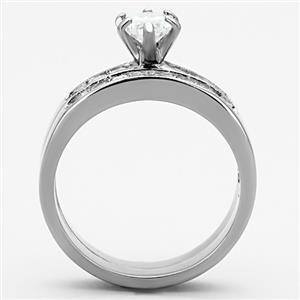 CJG1386 Wholesale Marquise Cut Stacked Stainless Steel CZ Ring