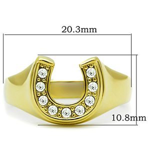 CJG1405 Wholesale Gold Plated Stainless Steel Channeled CZ Horseshoe Ring