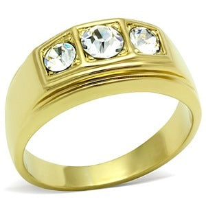 CJG1408 Wholesale Gold Plated Stainless Steel Men's CZ Wedding Band