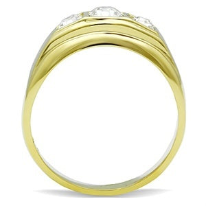 CJG1408 Wholesale Gold Plated Stainless Steel Men&#39;s CZ Wedding Band