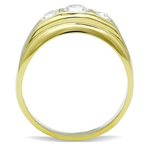 CJG1408 Wholesale Gold Plated Stainless Steel Men's CZ Wedding Band