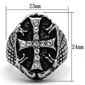 CJG1430 Wholesale Stainless Steel Crystal Cross Men's Ring