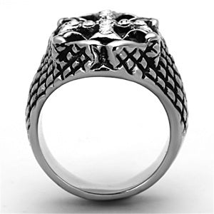 CJG1430 Wholesale Stainless Steel Crystal Cross Men's Ring