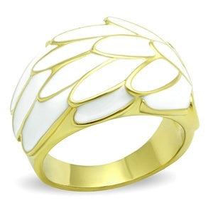 CJG1443 Wholesale White Epoxy Gold Plated Stainless Steel Cocktail Ring