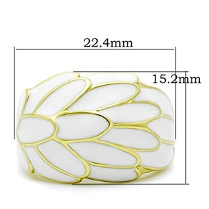 CJG1443 Wholesale White Epoxy Gold Plated Stainless Steel Cocktail Ring